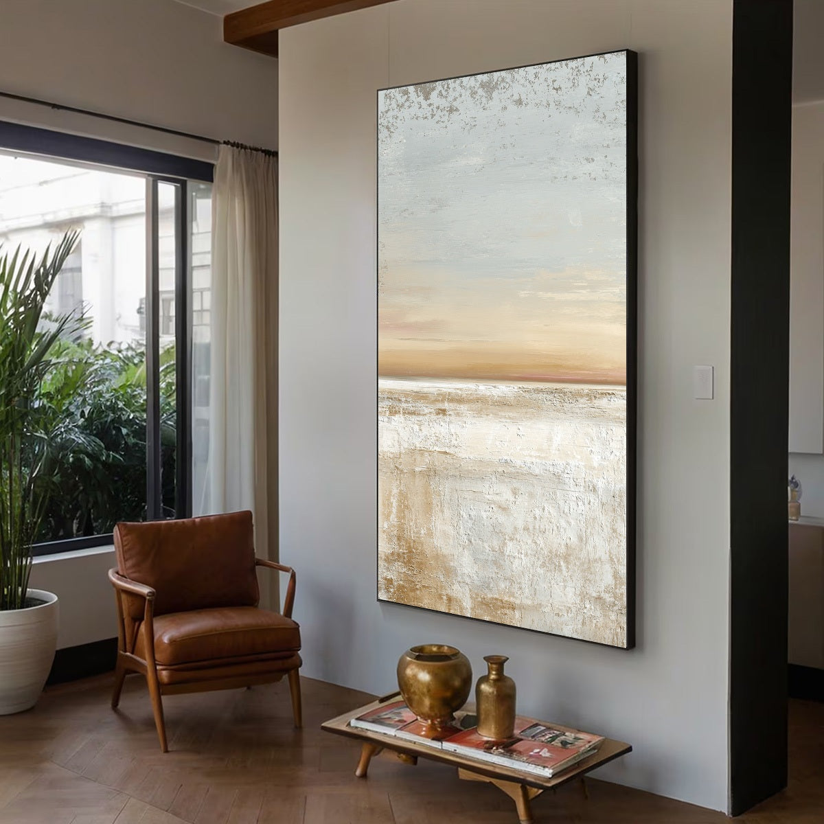 QUIET SHORE: Textured Wabi Sabi Minimalist Beach Painting - Image 7