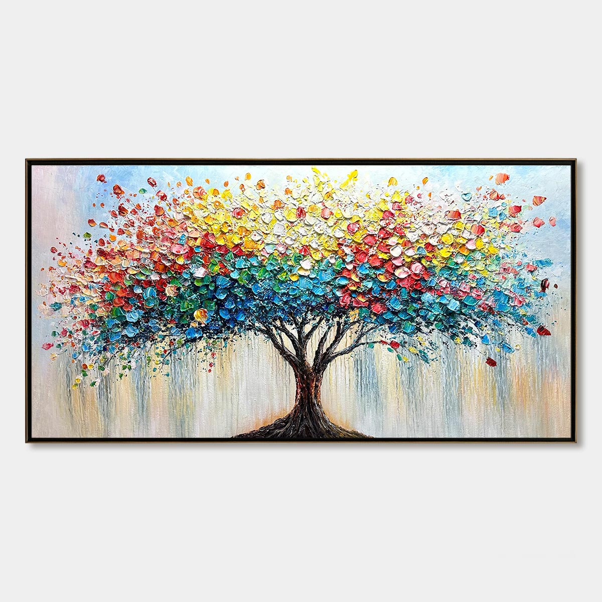Ready to Ship | RAINBOW BURST: Textured Impasto Tree of Life Oil Painting - Image 3