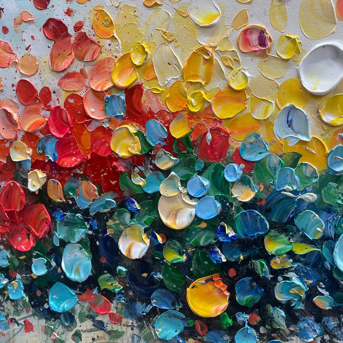 RAINBOW BURST: Textured Impasto Tree of Life Oil Painting - Image 3