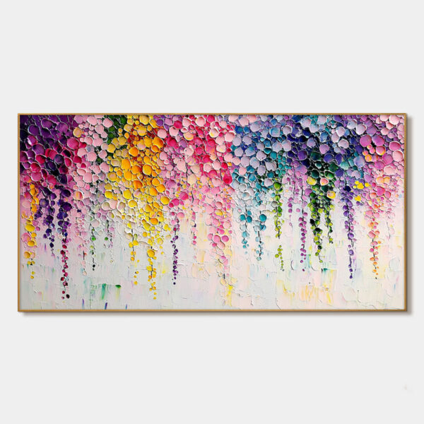 RAINBOW CASCADE: Textured Impasto Floral Oil Painting