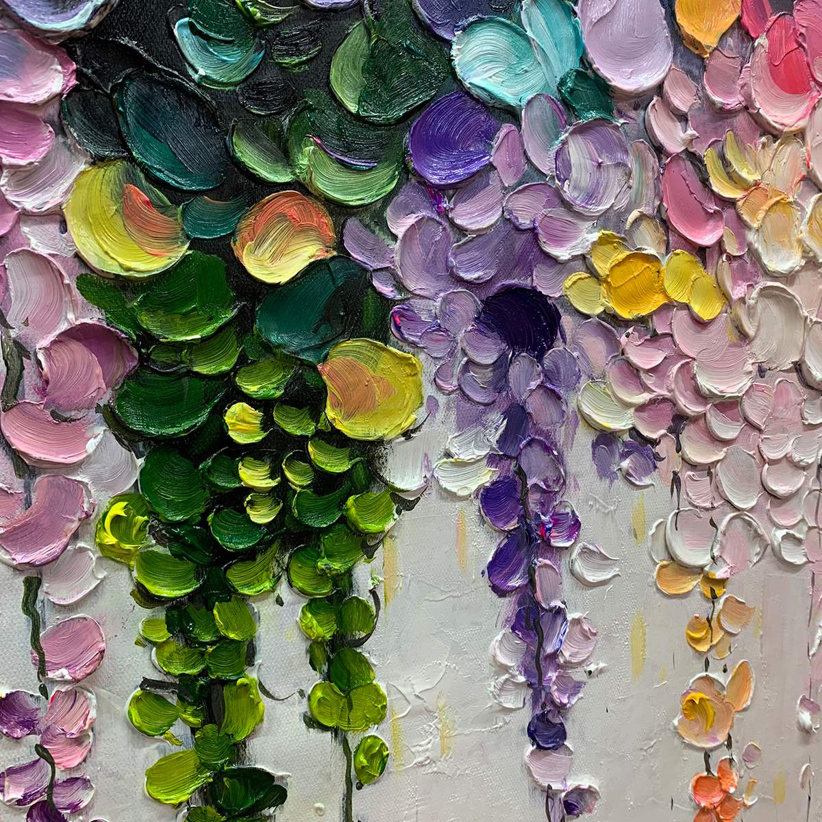 RAINBOW CASCADE: Textured Impasto Floral Oil Painting - Image 3
