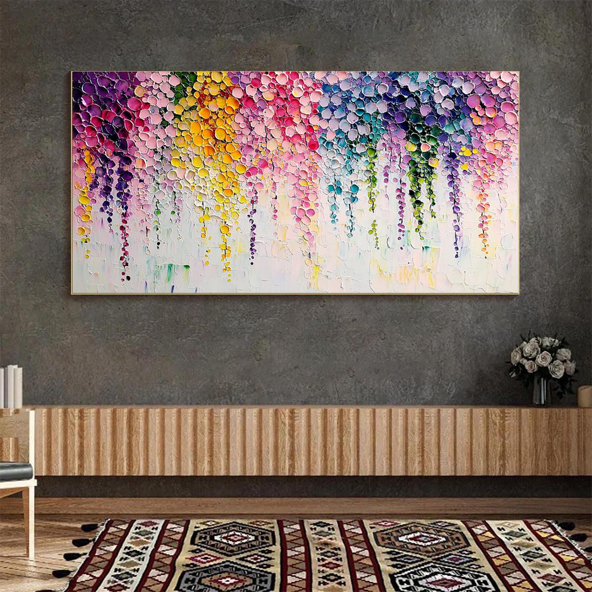 RAINBOW CASCADE: Textured Impasto Floral Oil Painting - Image 2