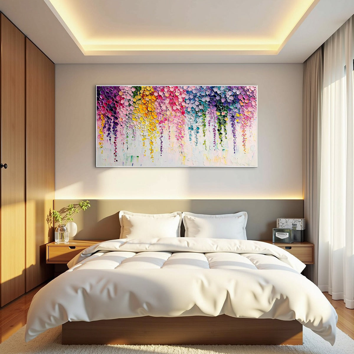 RAINBOW CASCADE: Textured Impasto Floral Oil Painting - Image 7