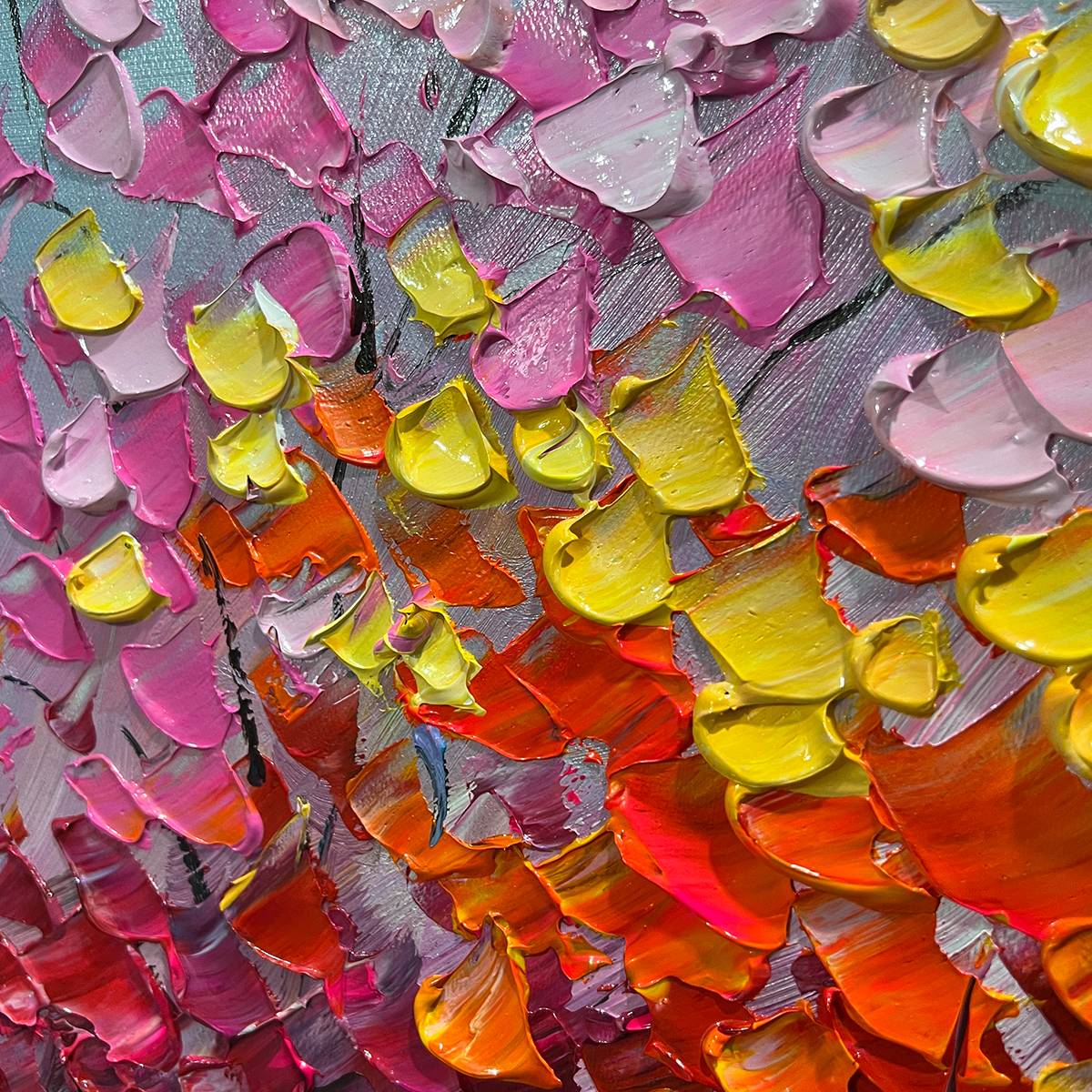 RAINBOW FOREST: Textured Impasto Trees Oil Painting - Image 6