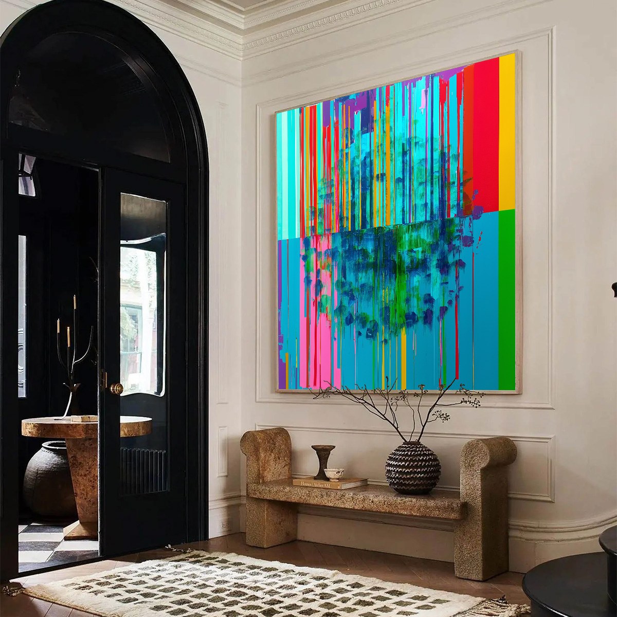 REFLECTED GLITCH: Vibrant Abstract Glitch Art Oil Painting - Image 3