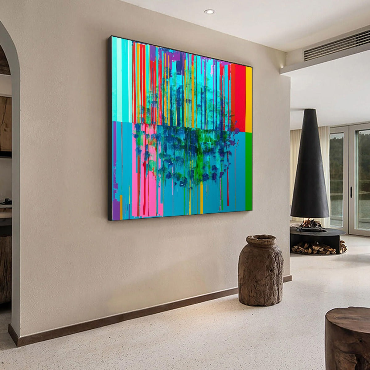 REFLECTED GLITCH: Vibrant Abstract Glitch Art Oil Painting - Image 7