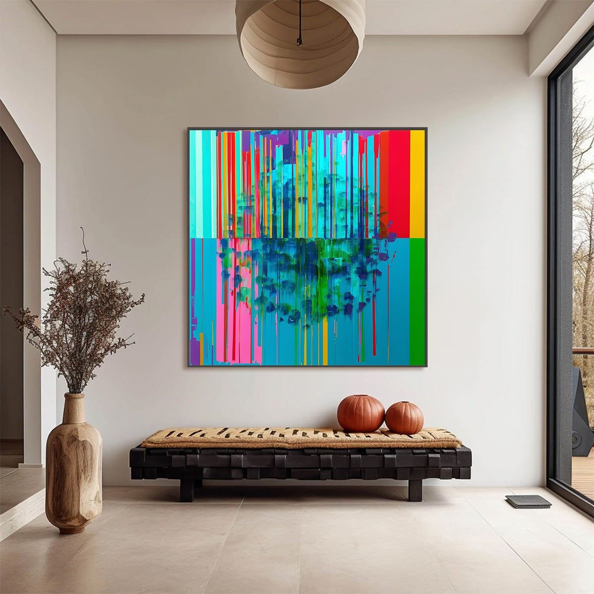 REFLECTED GLITCH: Vibrant Abstract Glitch Art Oil Painting - Image 2