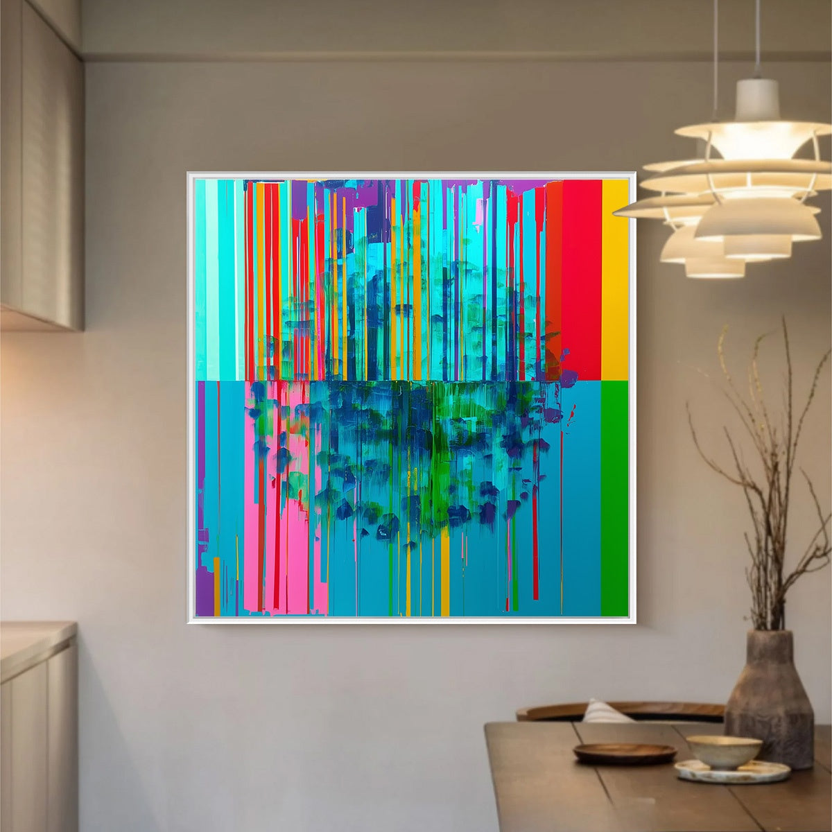 REFLECTED GLITCH: Vibrant Abstract Glitch Art Oil Painting - Image 6