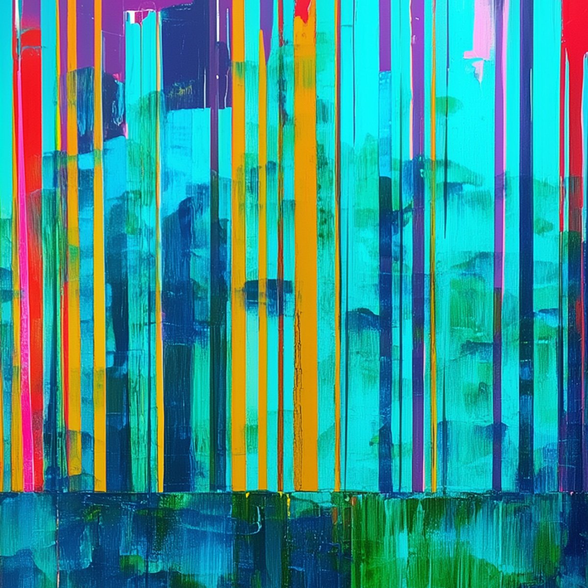 REFLECTED GLITCH: Vibrant Abstract Glitch Art Oil Painting - Image 4