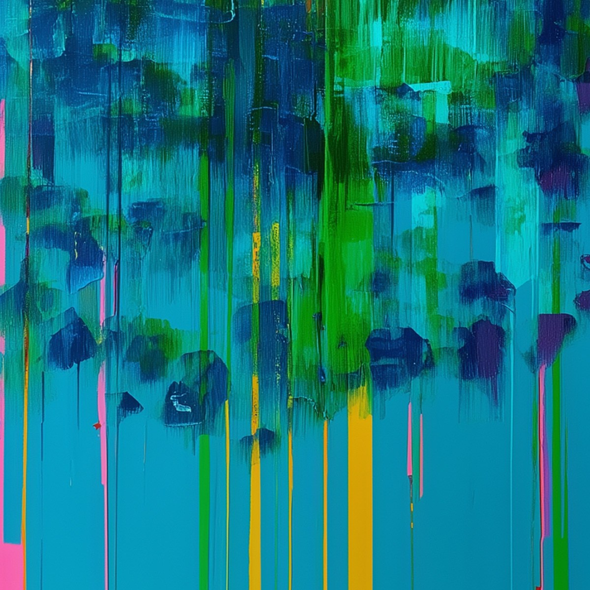REFLECTED GLITCH: Vibrant Abstract Glitch Art Oil Painting - Image 8
