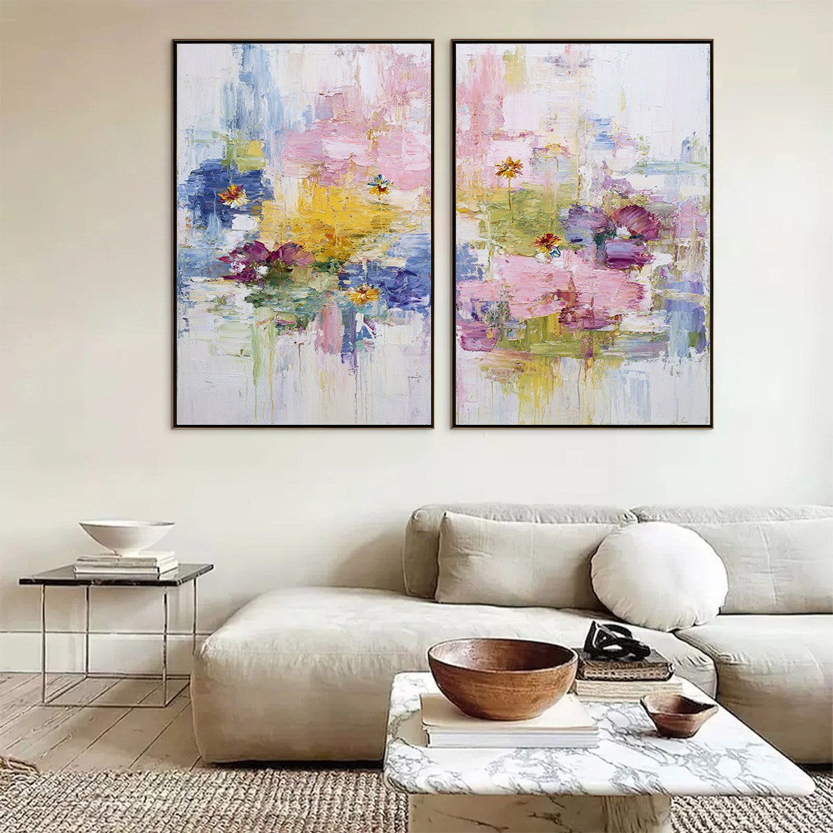REFLECTIONS IN BLOOM: Colorful Abstract Floral Palette Knife Painting Set - Image 6