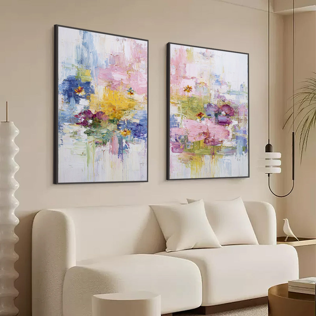 REFLECTIONS IN BLOOM: Colorful Abstract Floral Palette Knife Painting Set - Image 7