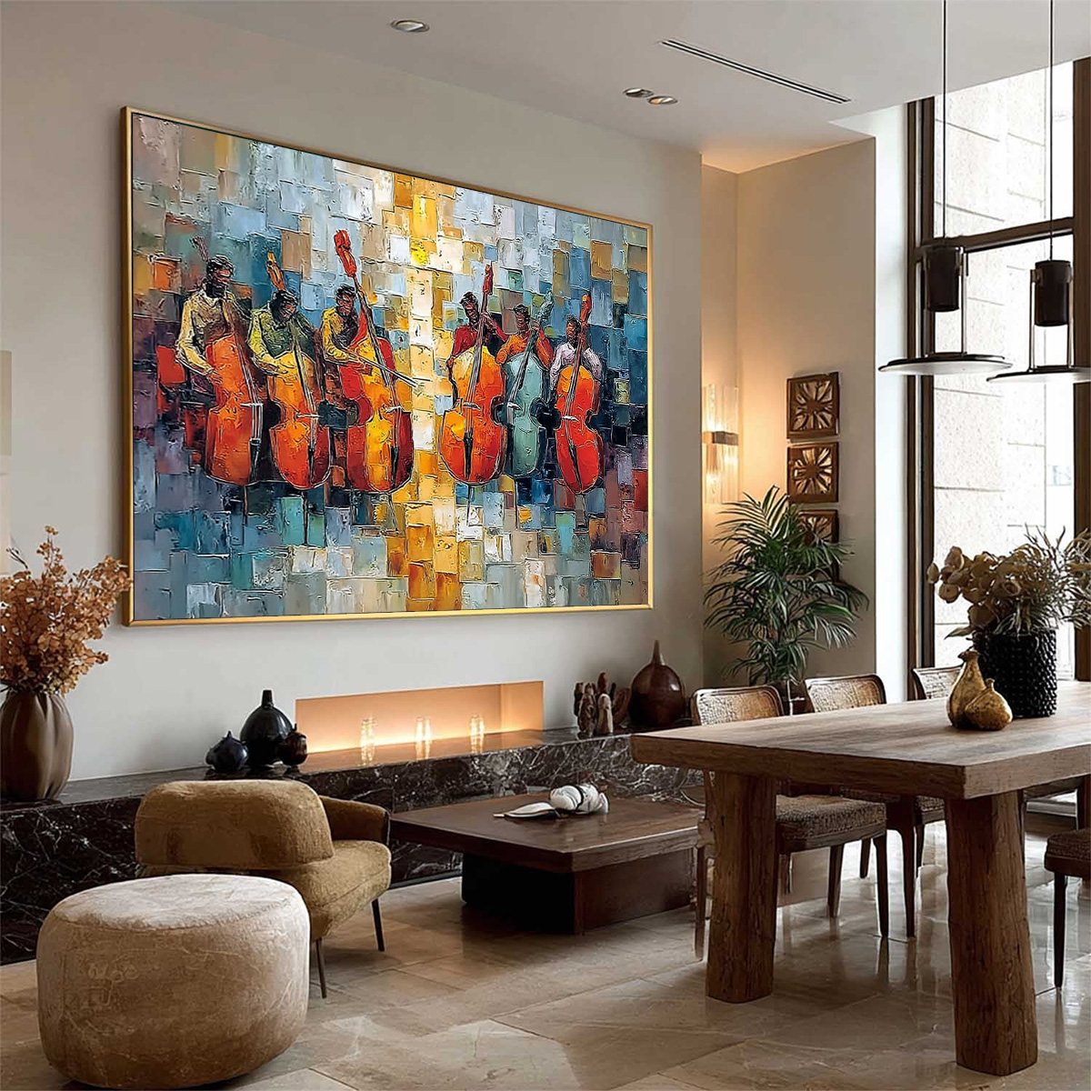 RHYTHM IN HUE: Textured Palette Knife Painting of a Cello Ensemble - Image 8