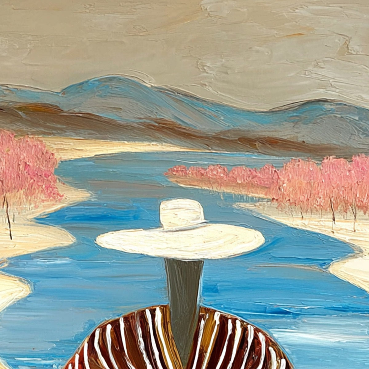 RIVER BLUSH: Textured Figurative Landscape Painting of Woman by Water - Image 3