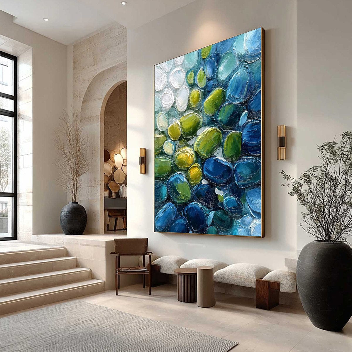 RIVER GEMS: Abstract Impasto Textured Blue and Green Painting - Image 7