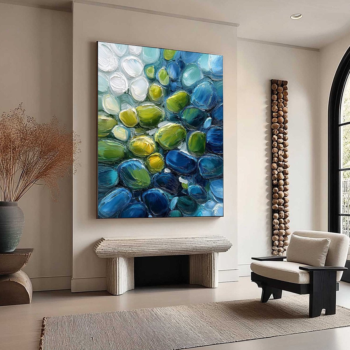 RIVER GEMS: Abstract Impasto Textured Blue and Green Painting - Image 8