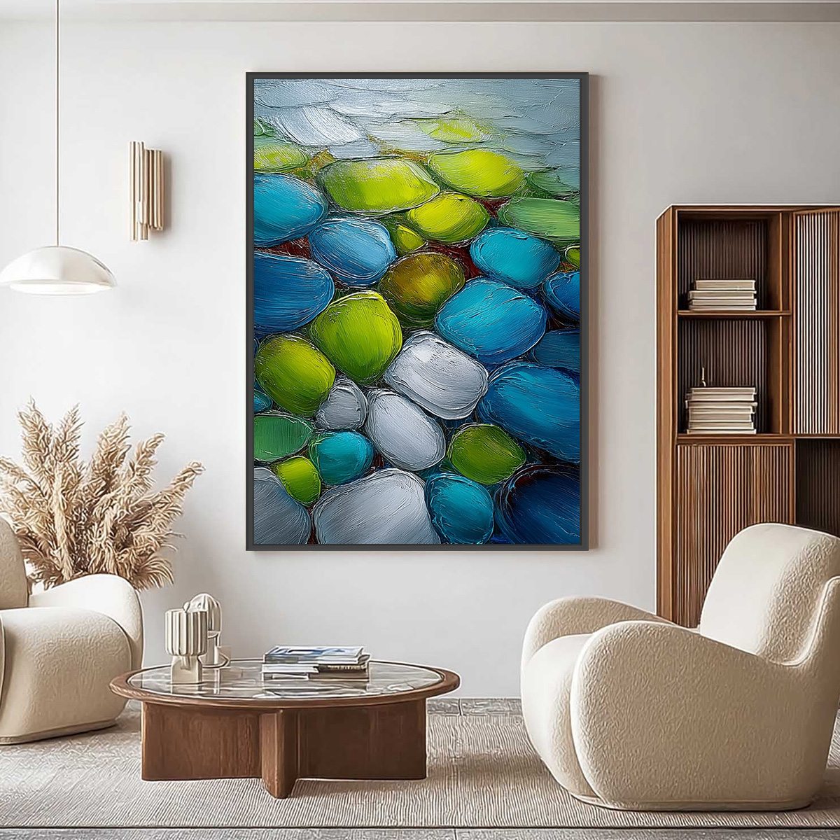RIVER GEMS: Heavily Textured Abstract Painting of Colorful Stones - Image 2