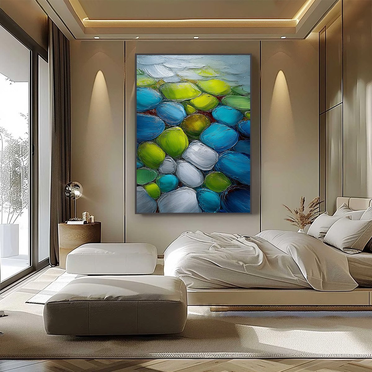 RIVER GEMS: Heavily Textured Abstract Painting of Colorful Stones - Image 6