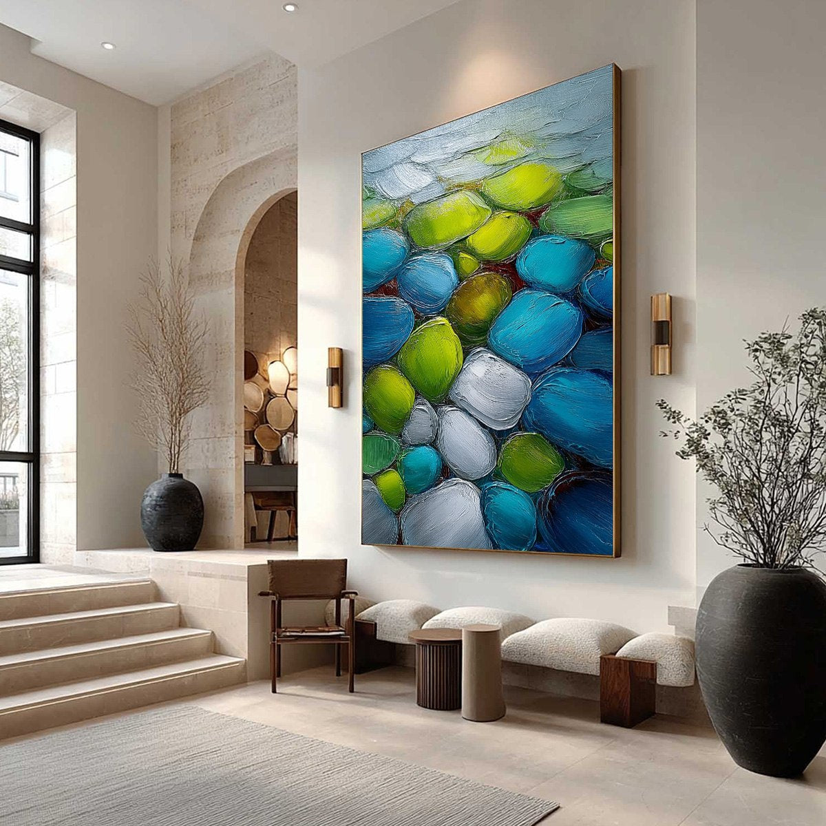 RIVER GEMS: Heavily Textured Abstract Painting of Colorful Stones - Image 7