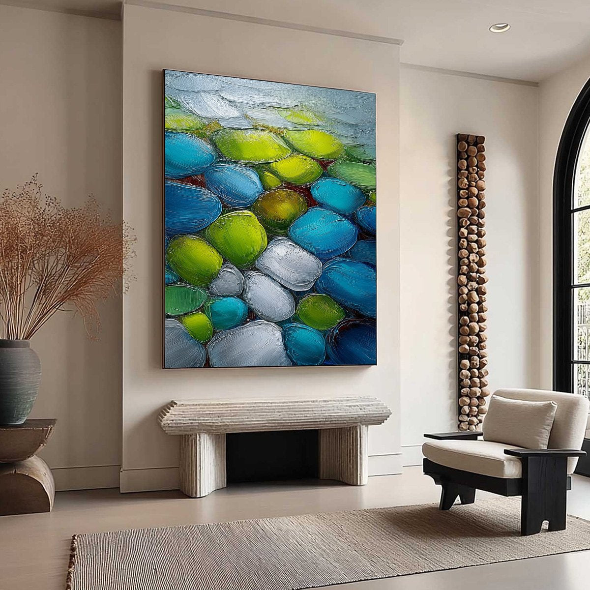 RIVER GEMS: Heavily Textured Abstract Painting of Colorful Stones - Image 8