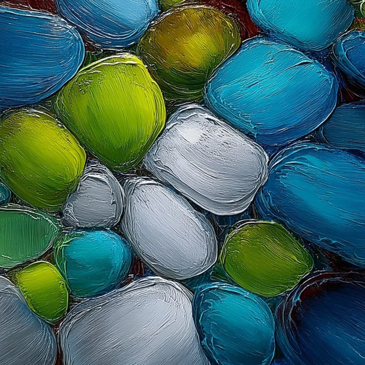 RIVER GEMS: Heavily Textured Abstract Painting of Colorful Stones - Image 5