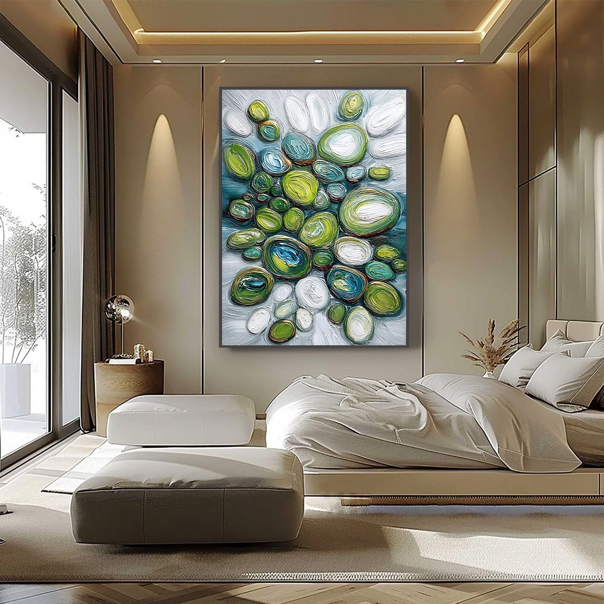 RIVER GEMS: Textured Wabi Sabi Abstract Painting of River Stones - Image 6