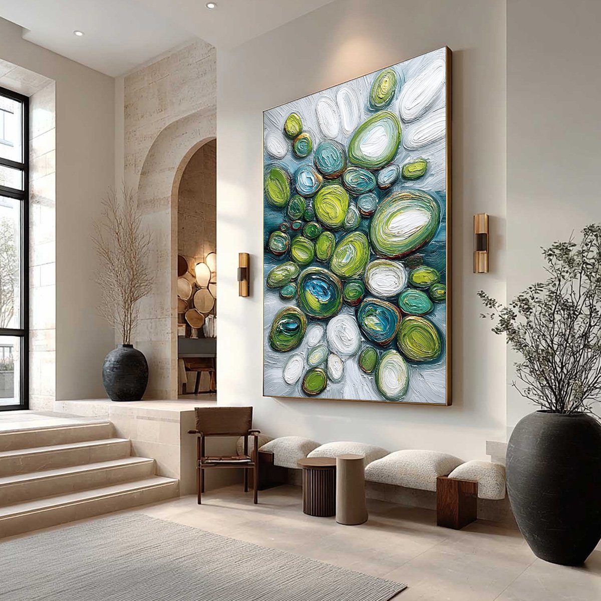 RIVER GEMS: Textured Wabi Sabi Abstract Painting of River Stones - Image 7