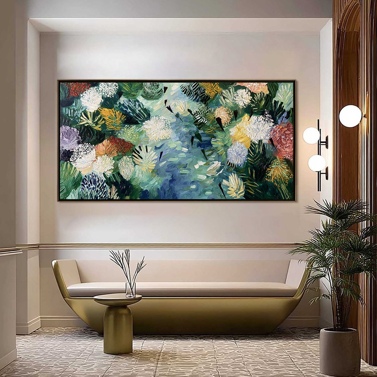 RIVER OF BLOOMS: Textured Palette Knife Abstract Floral Painting - Image 2