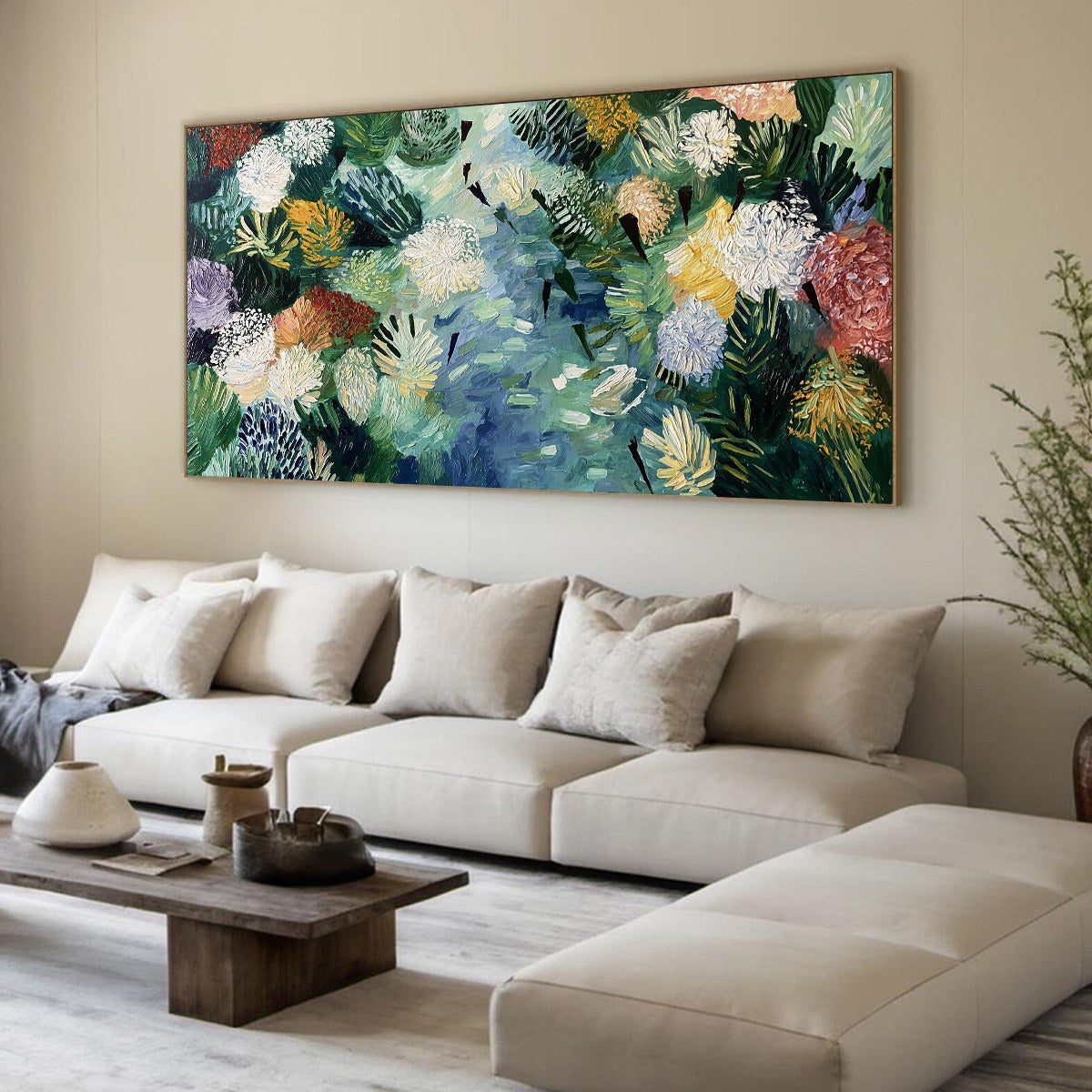 RIVER OF BLOOMS: Textured Palette Knife Abstract Floral Painting - Image 8