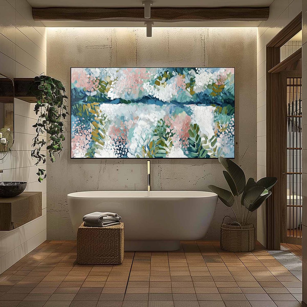 RIVER OF PETALS: Textured Abstract Floral Landscape Painting - Image 6