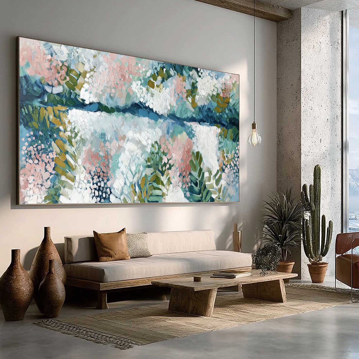 RIVER OF PETALS: Textured Abstract Floral Landscape Painting - Image 8