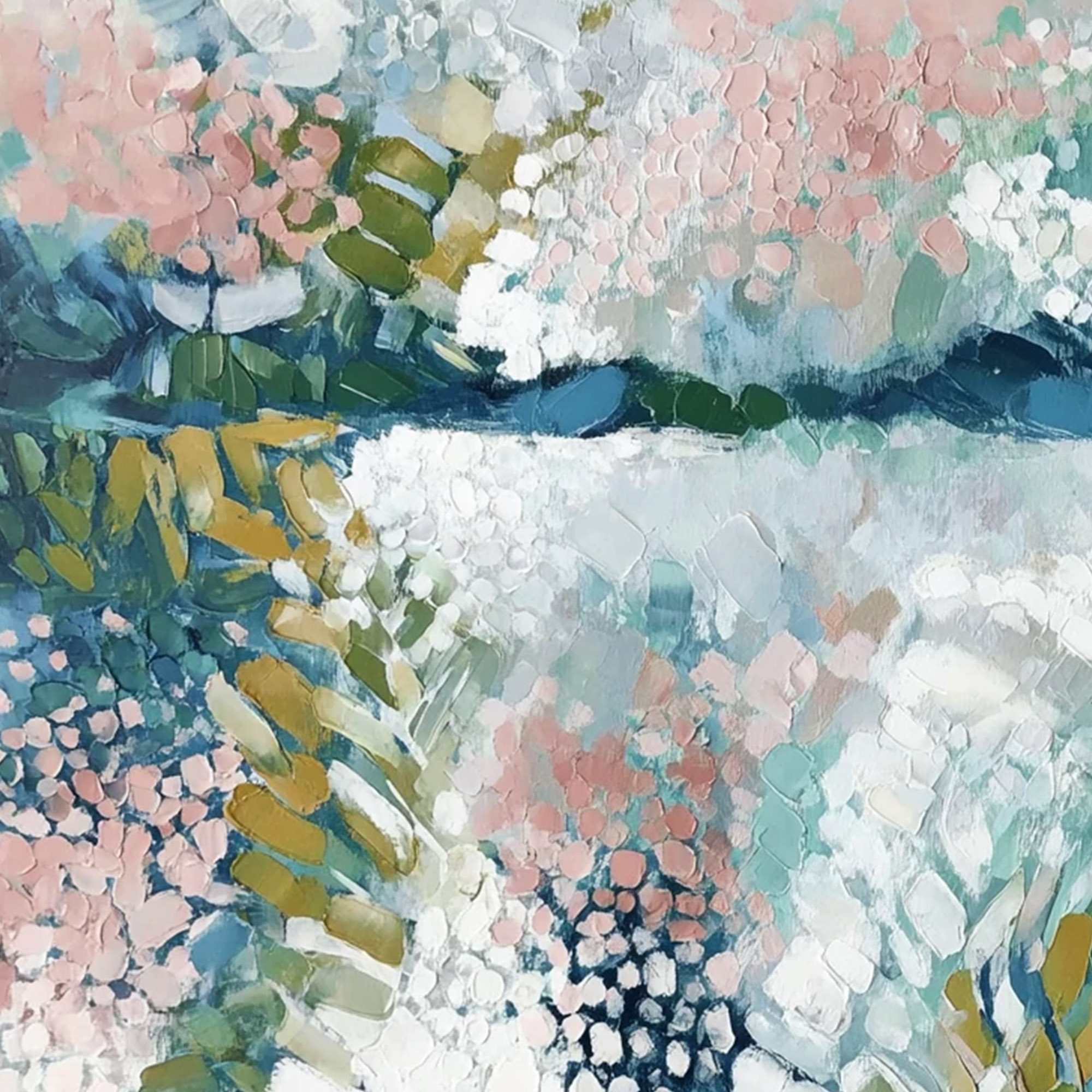RIVER OF PETALS: Textured Abstract Floral Landscape Painting - Image 3