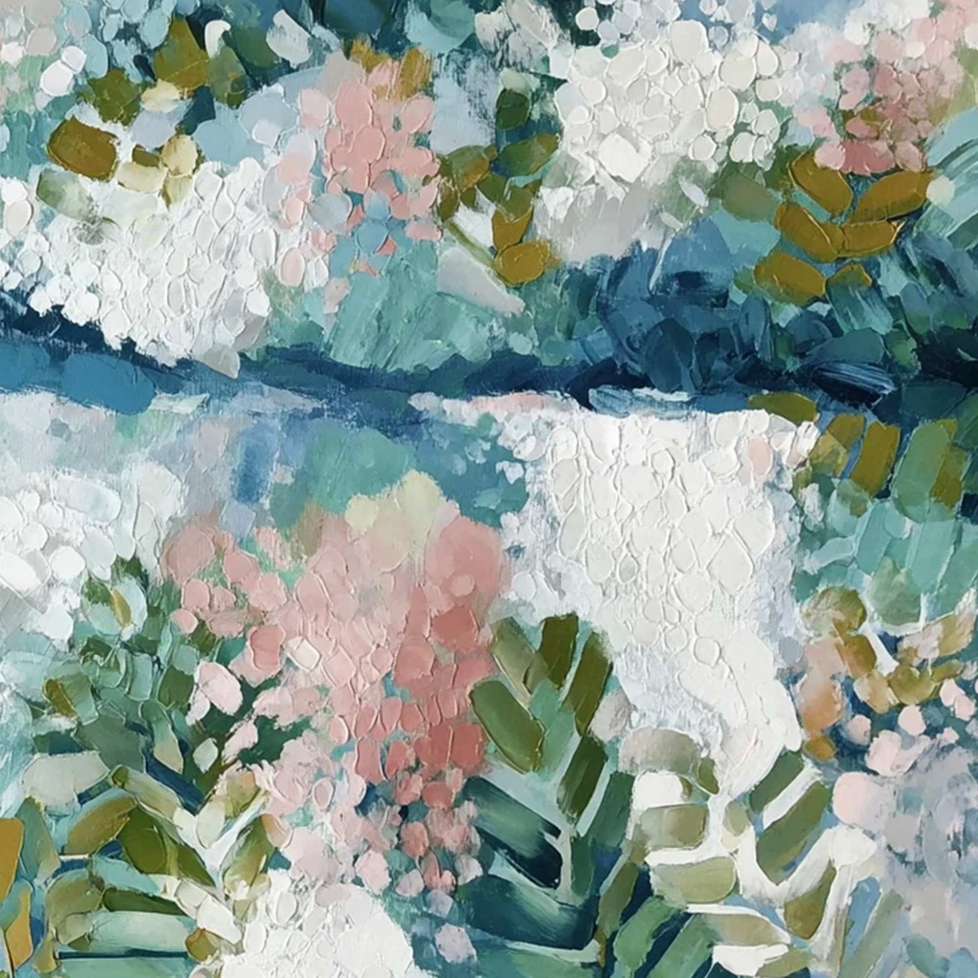 RIVER OF PETALS: Textured Abstract Floral Landscape Painting - Image 5