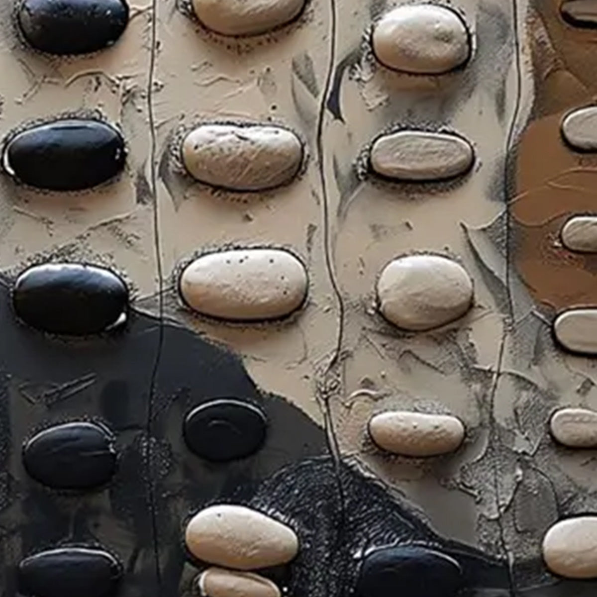 RIVER STONES: Textured Neutral Abstract Oil Painting - Image 4