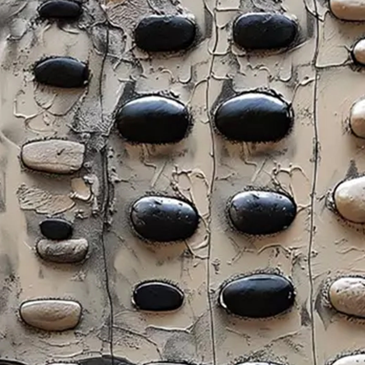 RIVER STONES: Textured Neutral Abstract Oil Painting - Image 6