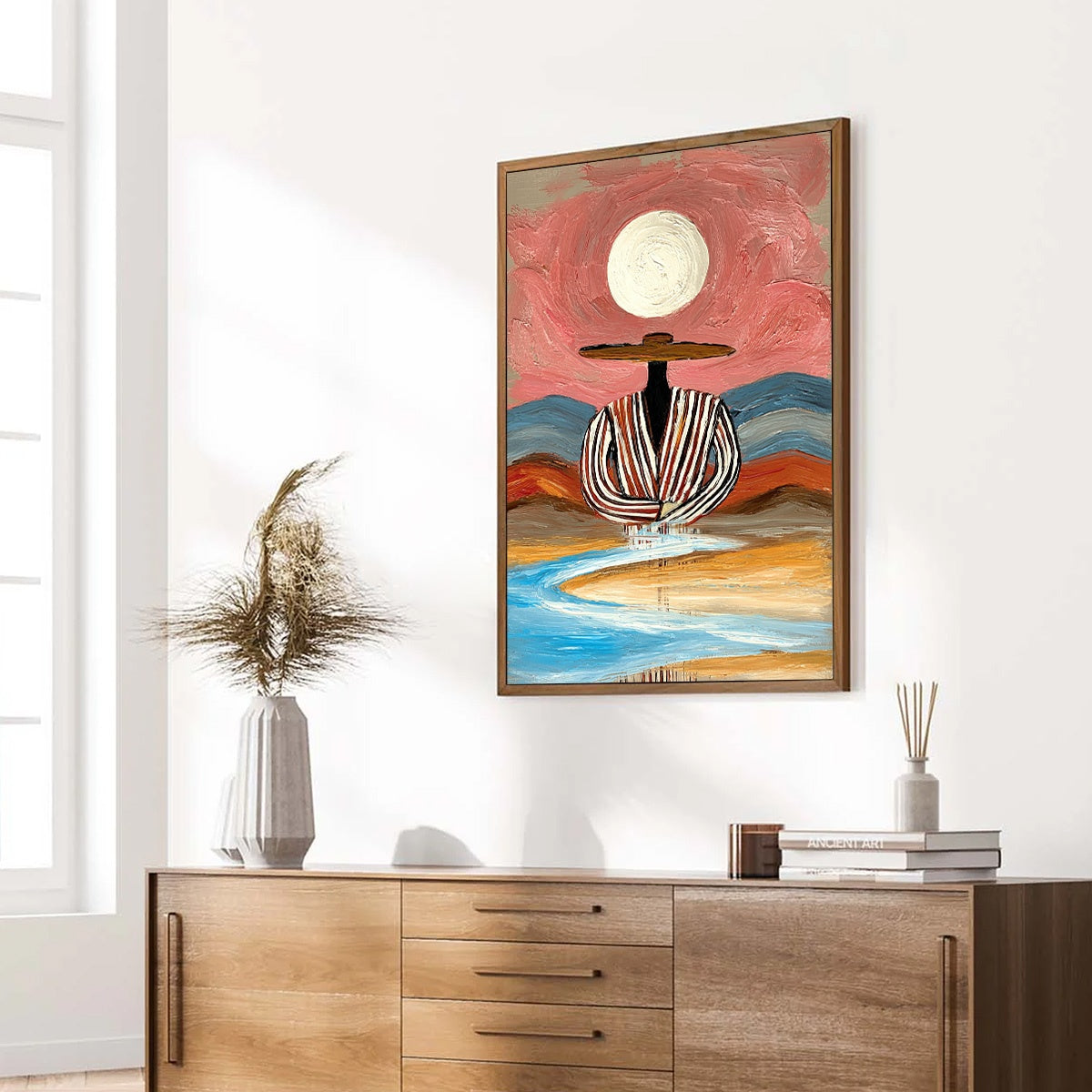 RIVERBED SOLITUDE: Textured Boho Figurative Portrait Painting on Canvas - Image 8