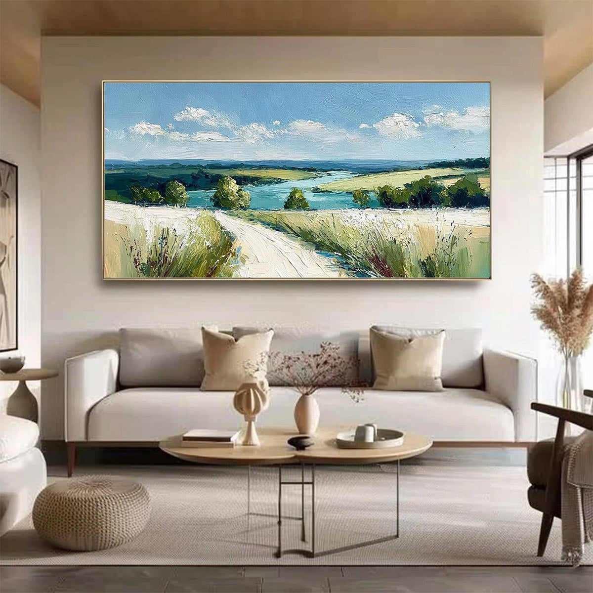 RIVERBEND VISTA: Textured Impasto Landscape Painting of a Countryside Path - Image 2