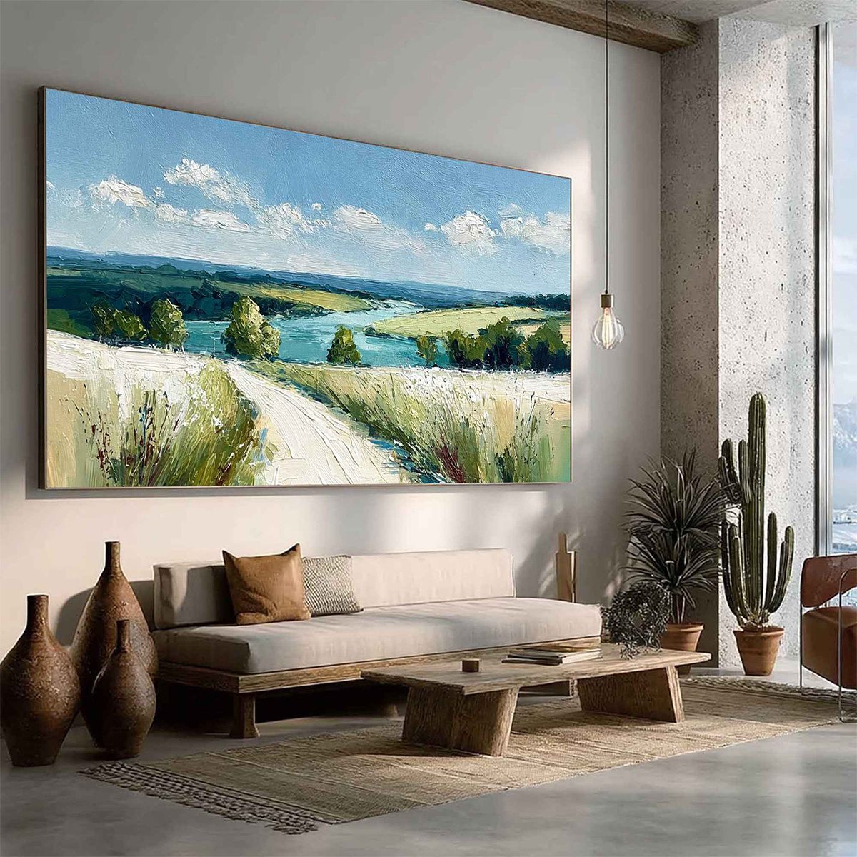 RIVERBEND VISTA: Textured Impasto Landscape Painting of a Countryside Path - Image 8