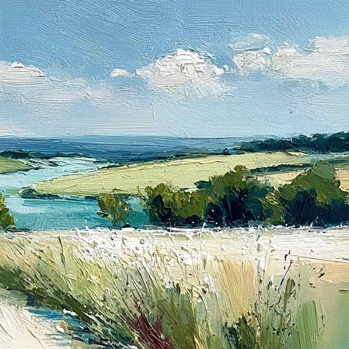RIVERBEND VISTA: Textured Impasto Landscape Painting of a Countryside Path - Image 5