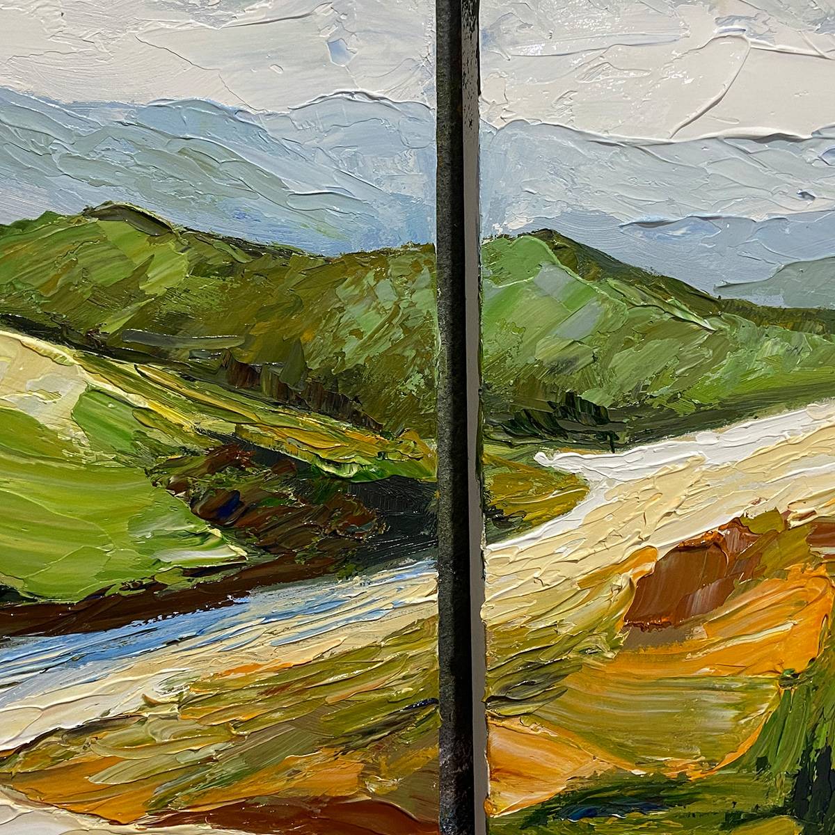 RIVER VALLEY DUET: Textured Landscape Diptych Painting - Image 6