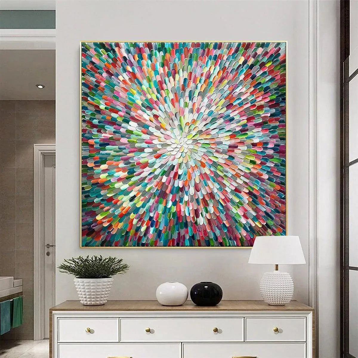 RADIANT BLOOM: Colorful Abstract Impasto Oil Painting - Image 2