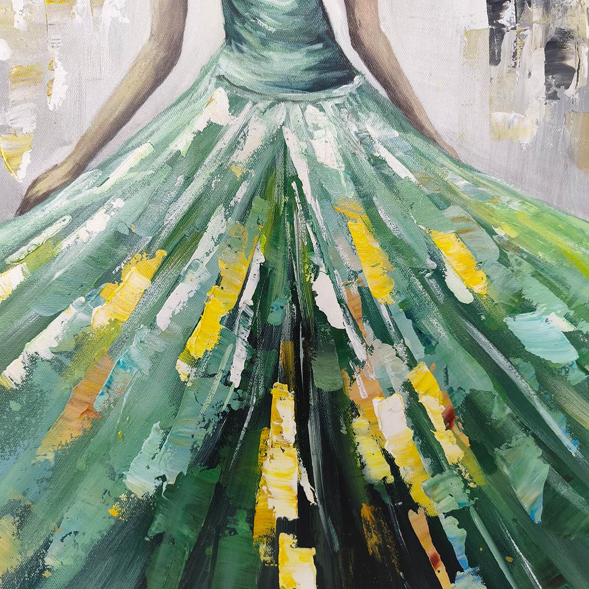 Ready to Ship | Emerald Grace: Elegant Green Dress Art - Image 2