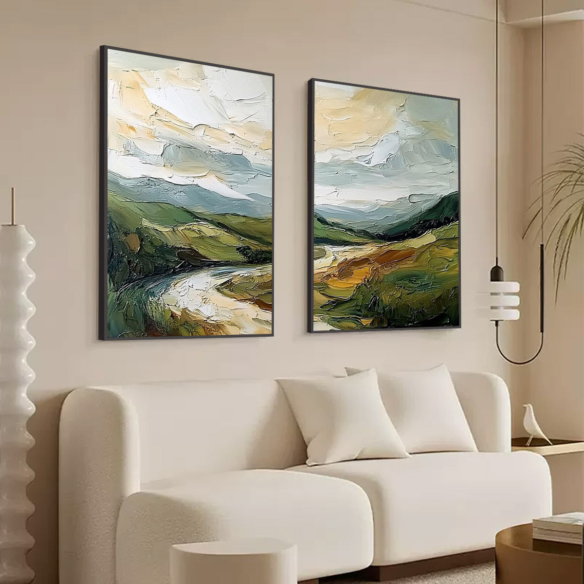 RIVER VALLEY DUET: Textured Landscape Diptych Painting - Image 7