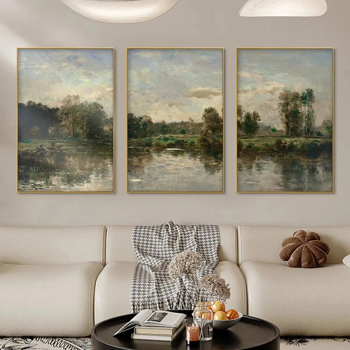 RIVERSIDE TRIPTYCH: Traditional Chinese Landscape Painting Set of 3 - Image 2