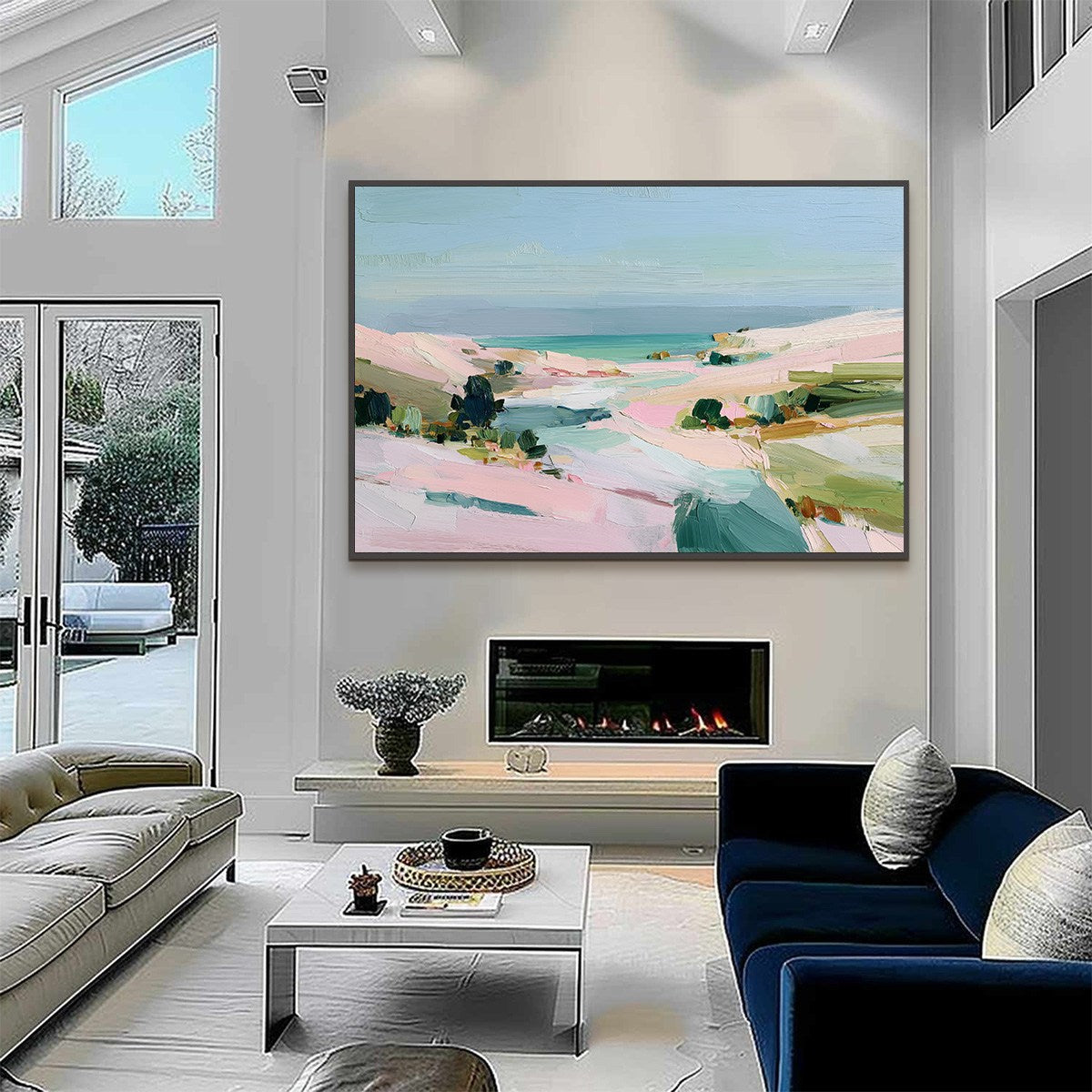 Roseate Shore Abstract Beach Painting | Textured Coastal Wall Art - Image 6