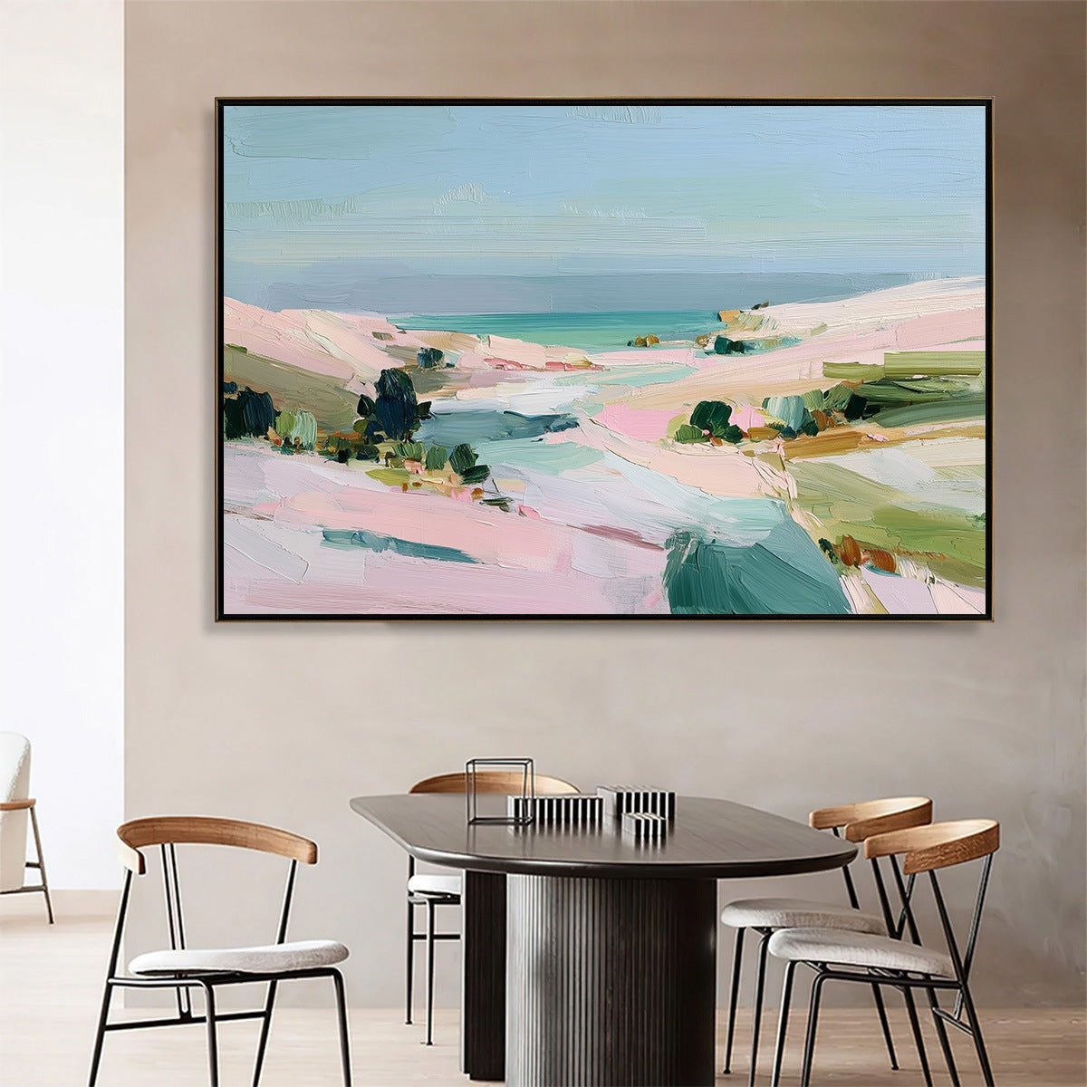 Roseate Shore Abstract Beach Painting | Textured Coastal Wall Art - Image 2