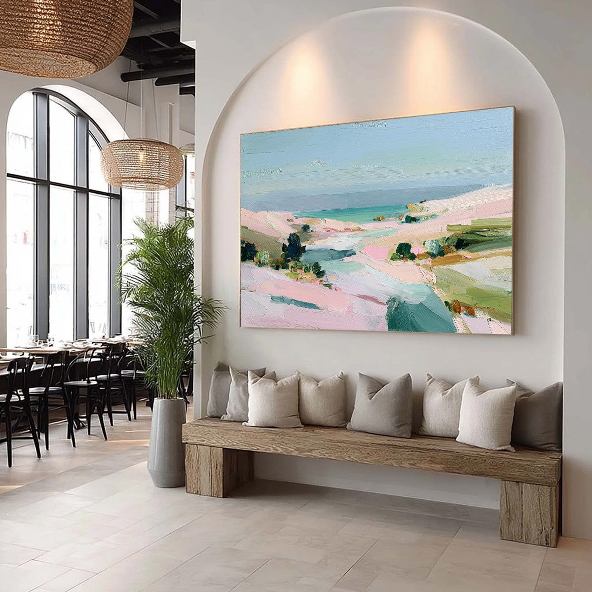 Roseate Shore Abstract Beach Painting | Textured Coastal Wall Art - Image 8