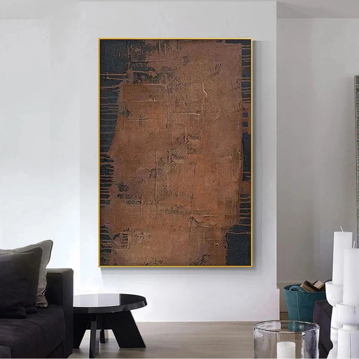 RUSTIC TEXTURE: Textured Abstract Painting in Brown - Image 8
