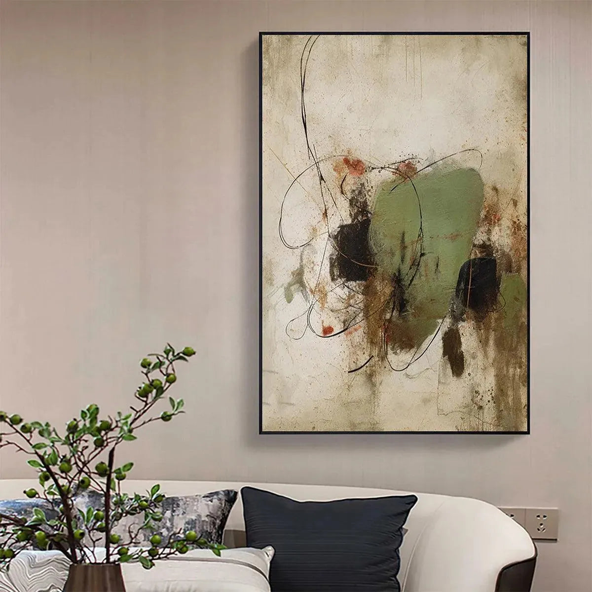 SAGE ABSTRACT: Minimalist Abstract Painting, Vertical Wall Art - Image 2