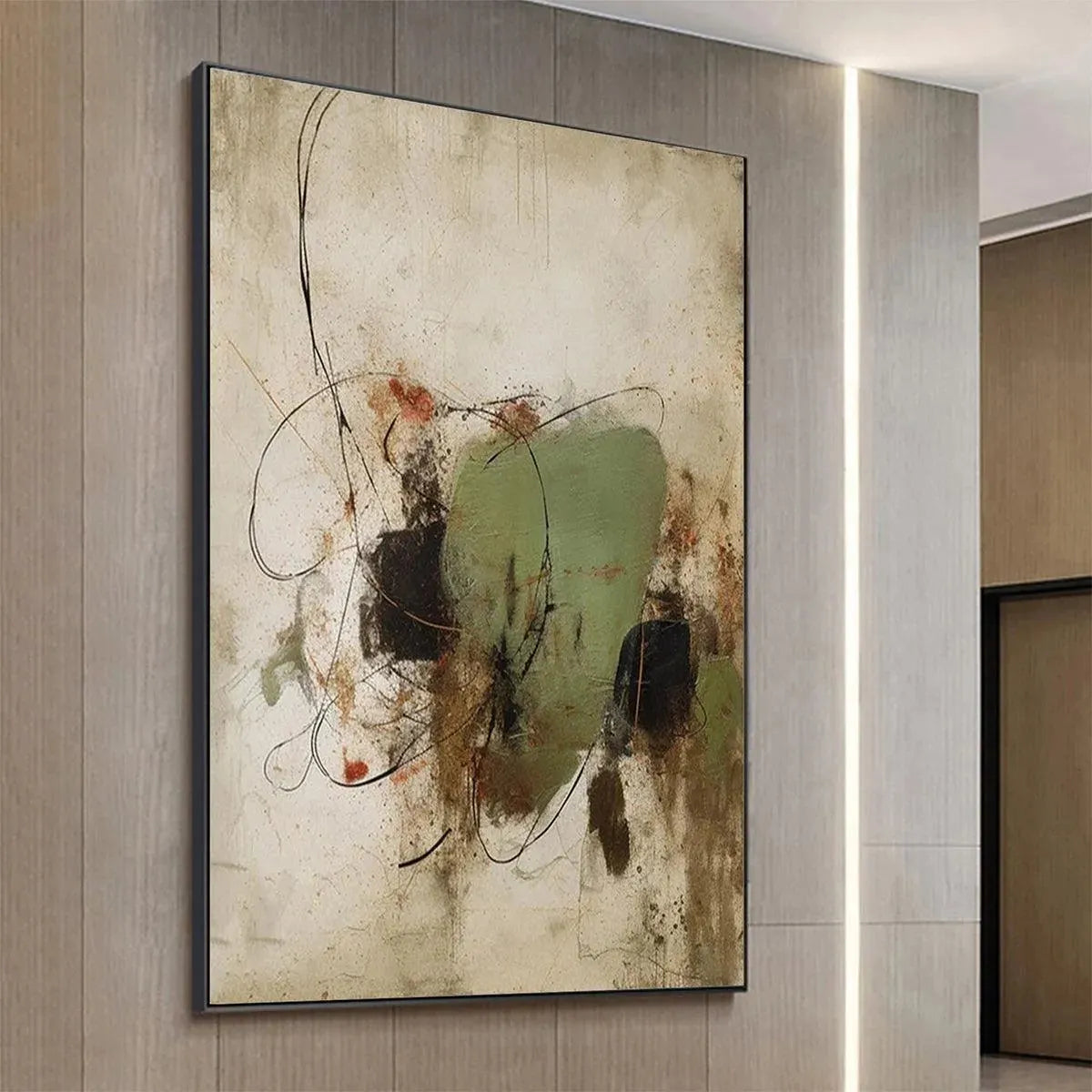 SAGE ABSTRACT: Minimalist Abstract Painting, Vertical Wall Art - Image 5